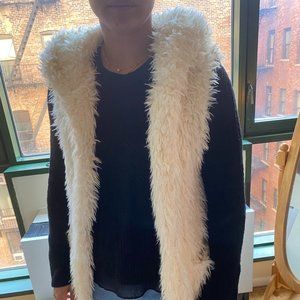 Long Hooded Fuzzy Vest